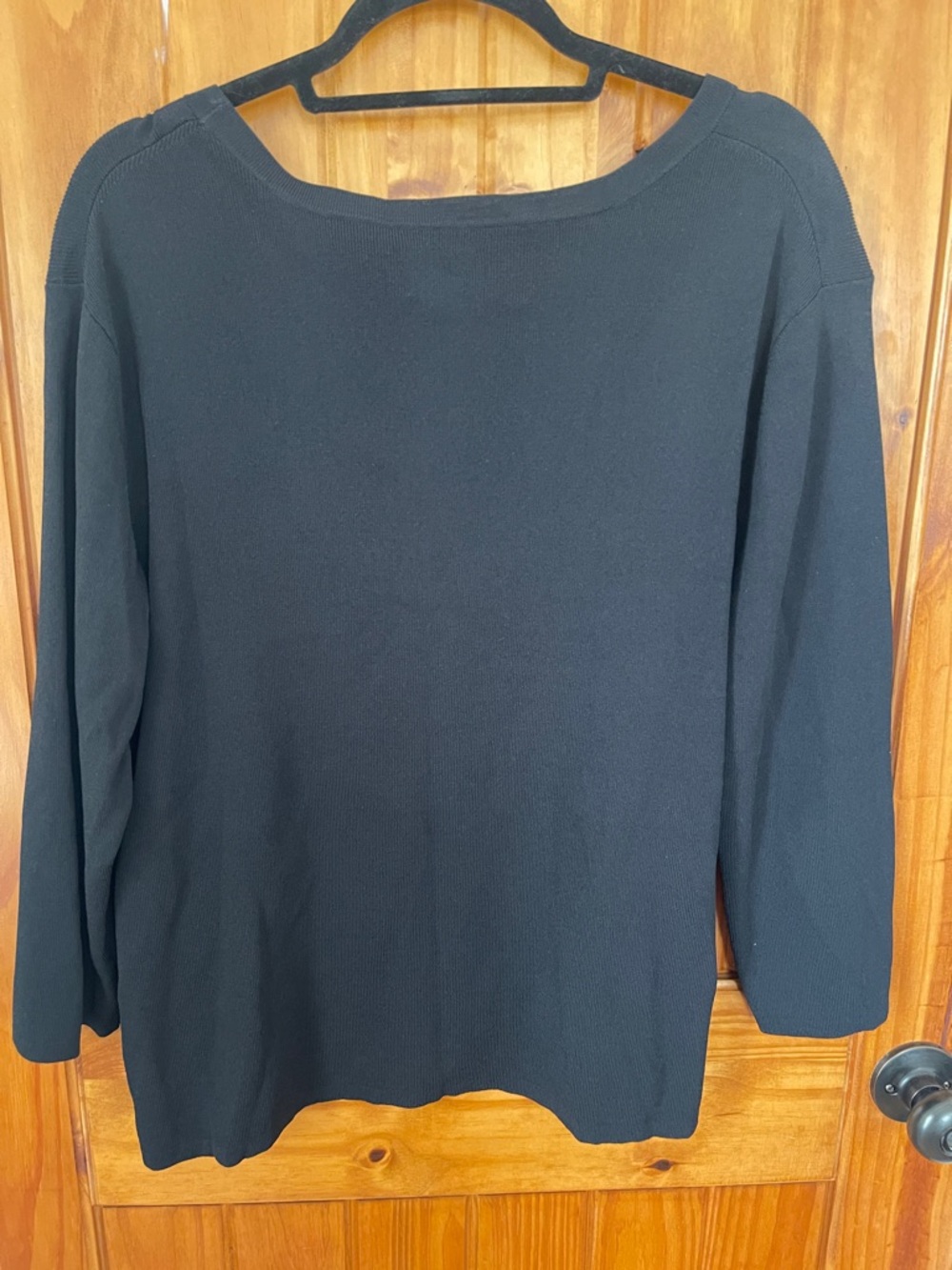 Chico's Black Scoop-Neck 3/4 Sleeve  sweater pullover size 3/large basic classic - Picture 2 of 5